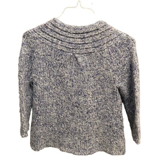 Loft Womens Sweater Cardigan Small Blue Wool Alpaca Blend Button 3/4 Sleeve Top - Picture 4 of 6